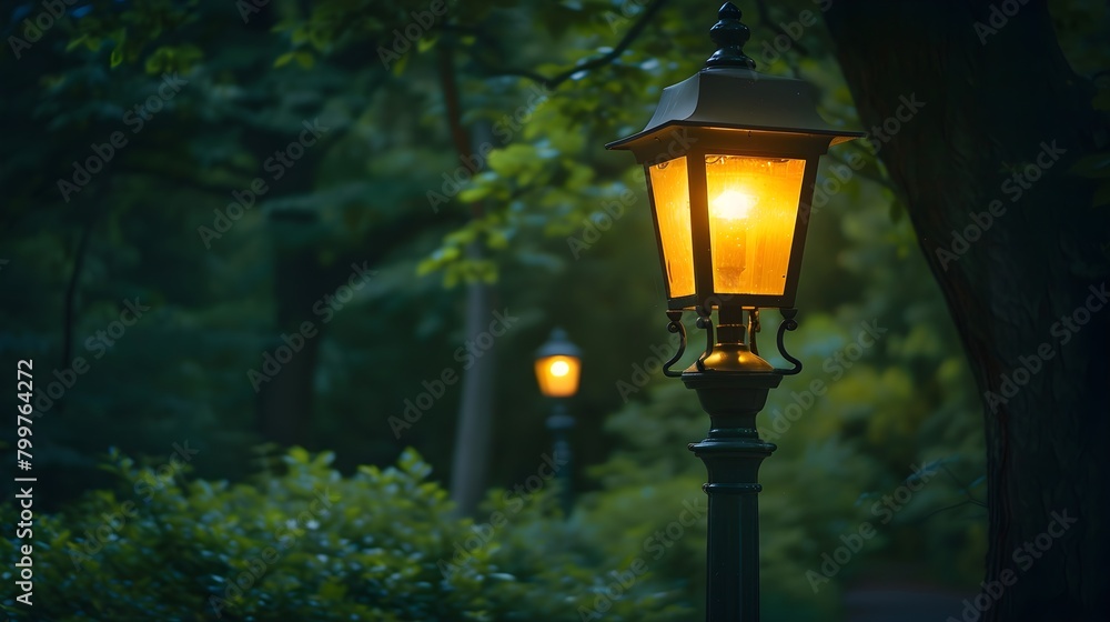 An ilustration of a lantern on a dark street An ilustration of a lantern on a dark street