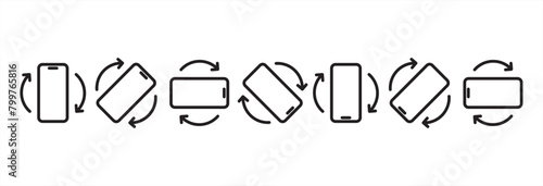 Phone Rotation icons set. Device rotation symbol. Rotate Mobile phone. Rotate smartphone icon. Turn your device. Rotate phone line icon vector illustration in transparent background.