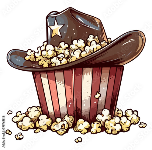 popcorn bucket with brown cowboy's hat