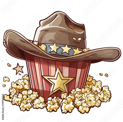popcorn bucket with brown cowboy's hat