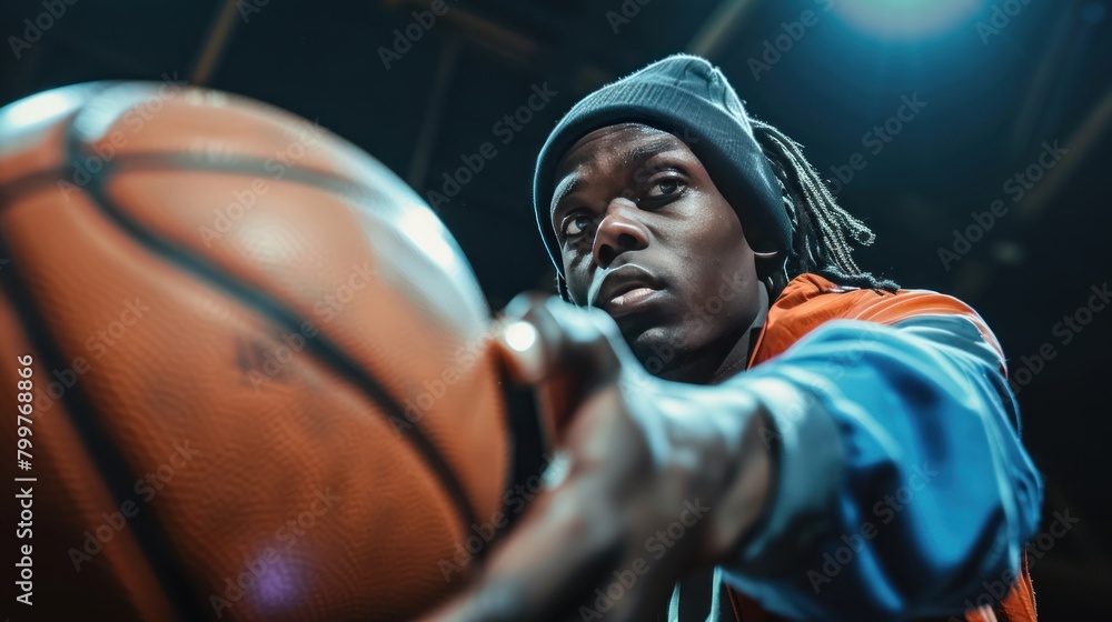 basketball player balancing ball one basketball player balancing ball one