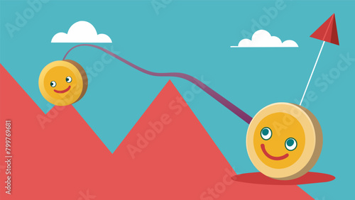A yoyo going up and down symbolizing the constant ups and downs of bipolar mood swings.. Vector illustration