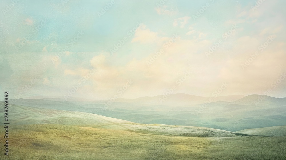 Harmonious landscape of rolling hills under a soft pastel sky evoking a sense of gentle tranquility in an ethereal setting Harmonious landscape of rolling hills under a soft pastel sky evoking a sense of gentle tranquility in an ethereal setting