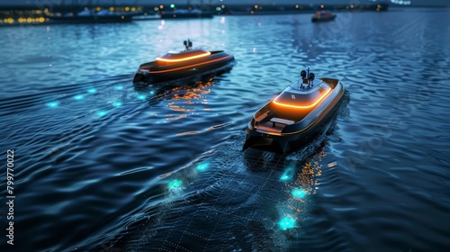 Smart boats navigate autonomously, using advanced computing technology to ensure safety and efficiency © JK_kyoto