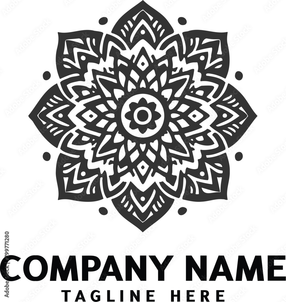 Mandala logo design. Abstract beauty Mandala. Floral ornament. Decorative circle ornament style. Black logo Mandala logo design. Abstract beauty Mandala. Floral ornament. Decorative circle ornament style. Black logo