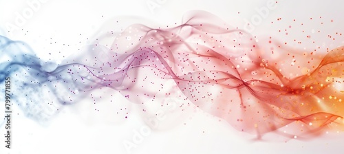 Colorful abstract network mesh wave particles. Generative AI technology. 