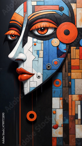  A Painting of a Prismatic Visage: Bold Blocks Compose a Playful Face