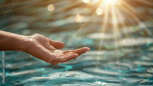 Wallpaper Mural A tranquil scene of a hand reaching down from heavenly light towards earthly needs. Torontodigital.ca