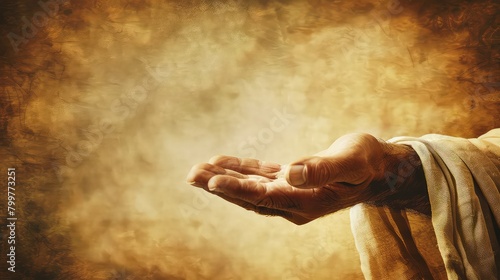 A symbolic image of Jesus Christ's hand extended in a gesture of love and salvation. 