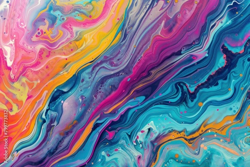 Colorful abstract painting background. Liquid marbling paint background. Fluid painting abstract texture. Intensive colorful mix of acrylic vibrant colors - generative ai