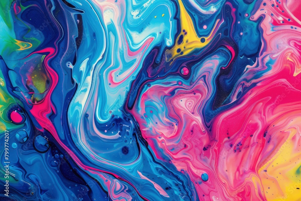 Colorful abstract painting background. Liquid marbling paint background. Fluid painting abstract texture. Intensive colorful mix of acrylic vibrant colors   - generative ai