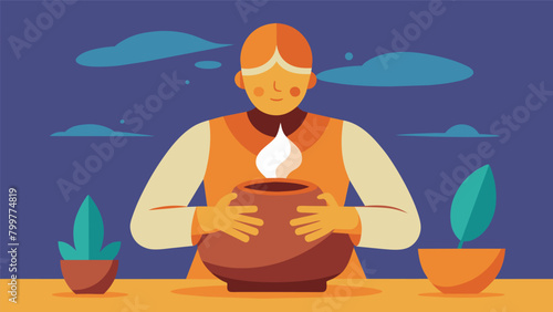 A potters hands glide effortlessly and intentionally through the clay each movement a practice in mindfulness and presence..