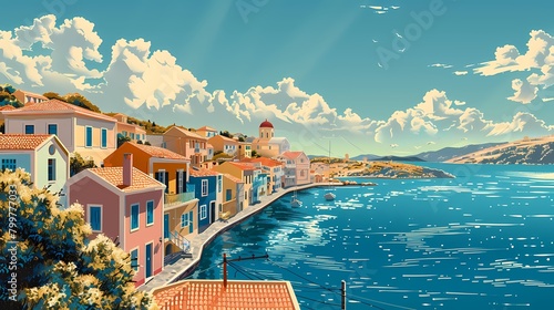 Greece outdoor travel illustration poster background photo