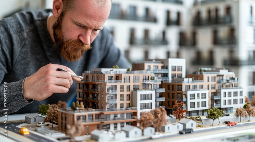 Diverse team collaborating on 3d apartment building project with modern technology Diverse team collaborating on 3d apartment building project with modern technology