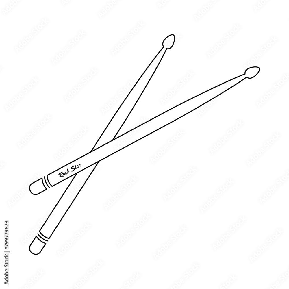 Two drumsticks crossed over in line art style vector Two drumsticks crossed over in line art style vector