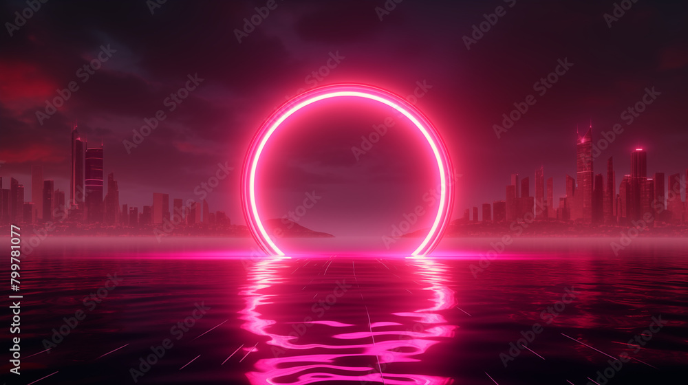 Obraz premium Night Sky Fountain: Illuminated Cosmic Glow