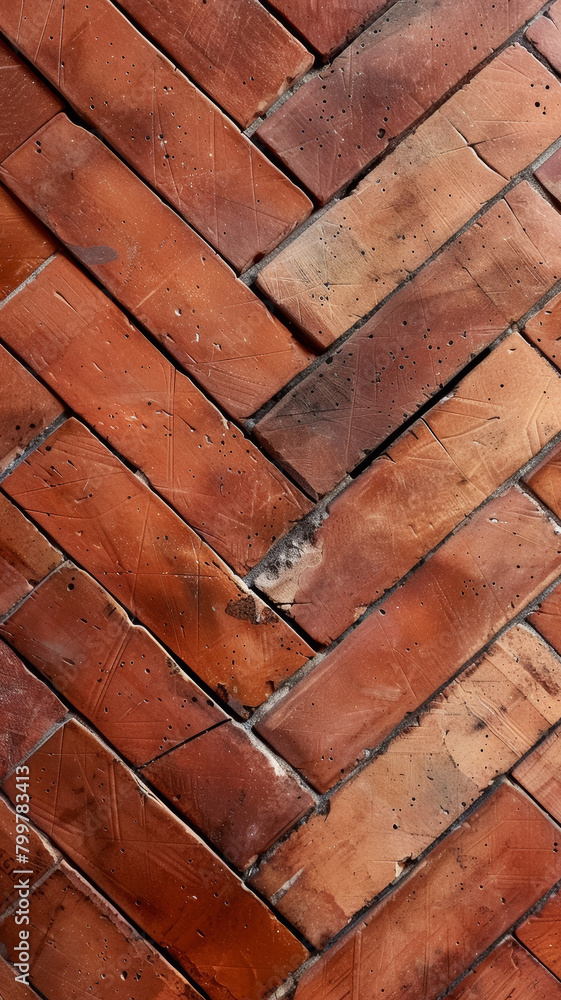 Terracotta Herringbone Pattern, Close-Up Texture Background Terracotta Herringbone Pattern, Close-Up Texture Background