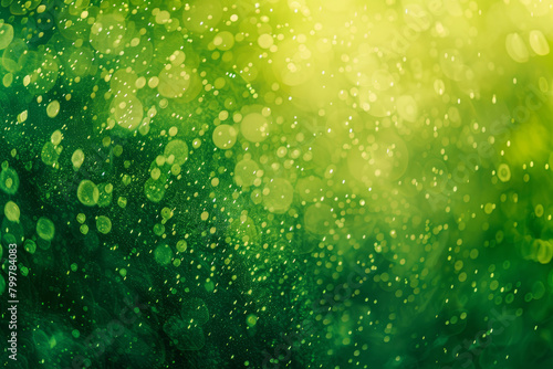 Vibrant Green Abstract Texture with Colorful Splashes