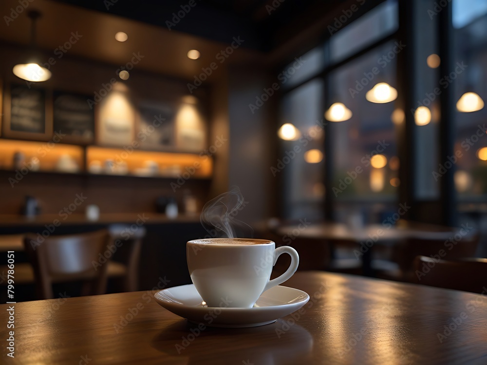 A steaming cup of coffee rests on a rustic wooden table A steaming cup of coffee rests on a rustic wooden table