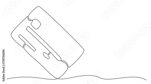 Credit Card One line drawing isolated on white background