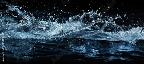 Glowing Water Splash, Dark Blue Background