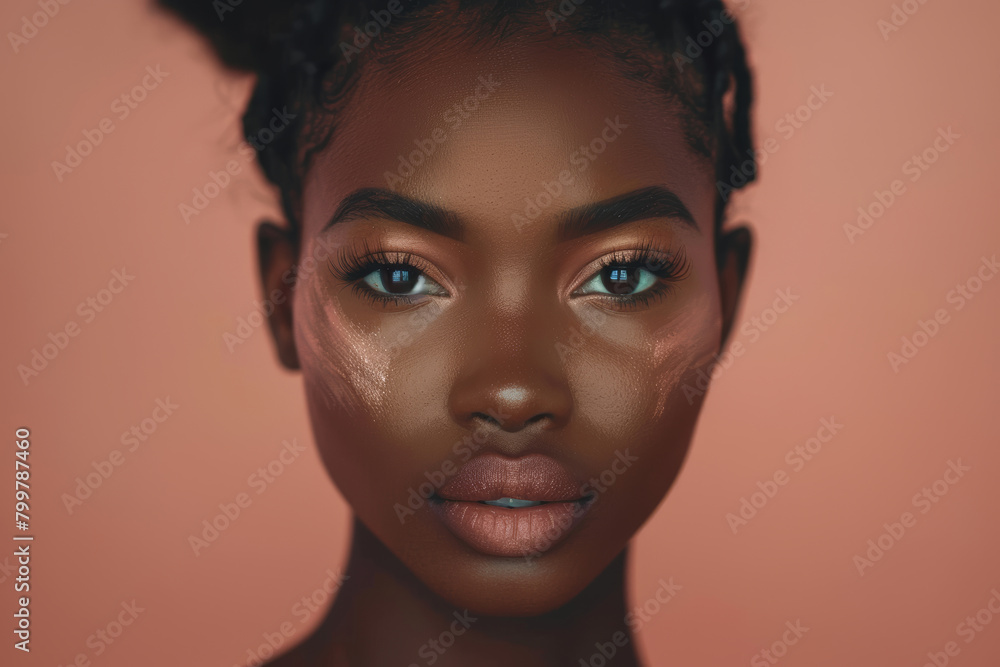 Elegant Black Woman on Peach Background Elegant Black Woman on Peach Background
