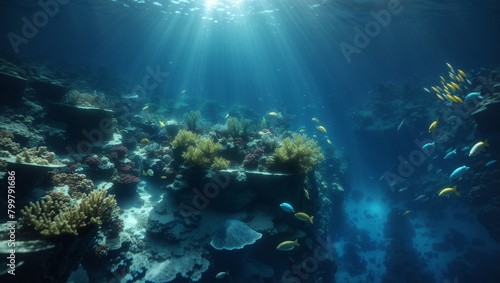 coral reef and diver © Ali Clicks