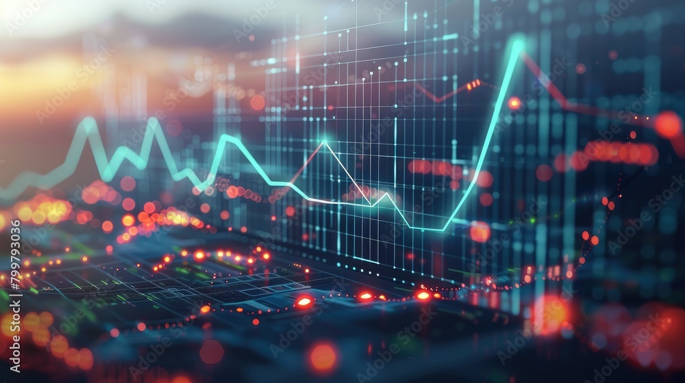 Obraz premium A graph depicting predictive analytics for demand forecasting in the energy sector. Generative AI.