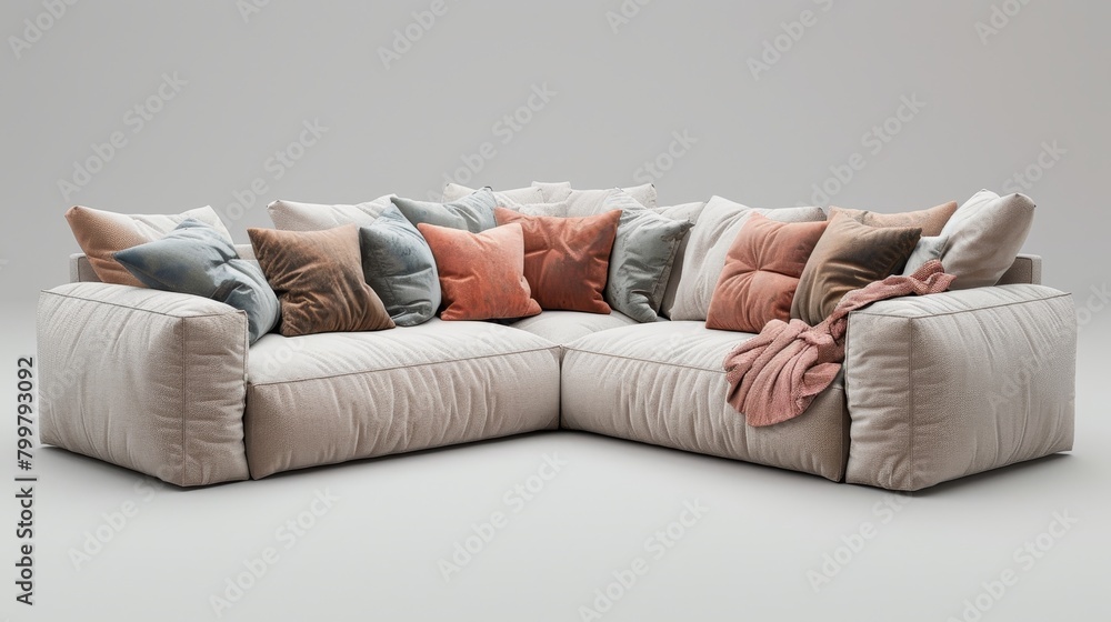 Corner Sofa Relaxation Haven: A 3D illustration showcasing a corner sofa as a relaxation haven Corner Sofa Relaxation Haven: A 3D illustration showcasing a corner sofa as a relaxation haven
