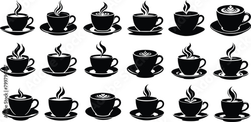 Coffee Cup Silhouettes Vector Illustrations