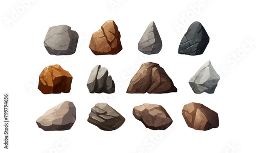 various rocks set isolated vector style with transparent background illustration