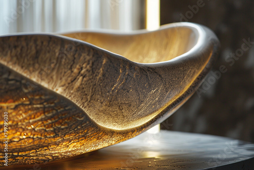 Detailed texture and design craftsmanship of an Italian sculptural table lamp showcased.