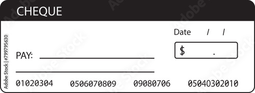 Payment cheque icon. bank cheque vector symbol. pay cheque sign line style editable stock. Suitable for use on web apps, mobile app, print media. Banking and Finance Cheque on transparent background. photo