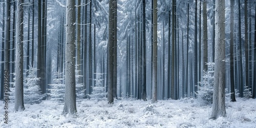 Spruce forest in winter, hoarfrost and snow create a strongly graphic effect © GFX Art