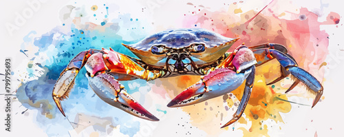 crab, in watercolor style.. vector simple illustration