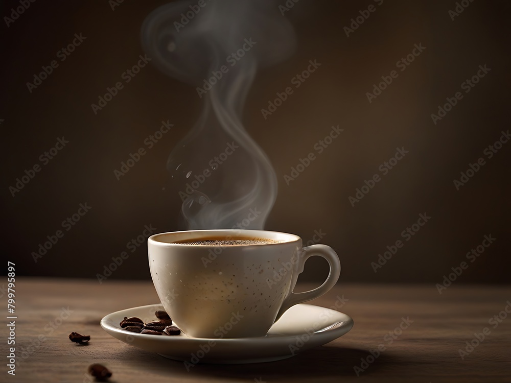 Aromatic Coffee Beans Beside a Steaming Cup of Coffee Aromatic Coffee Beans Beside a Steaming Cup of Coffee
