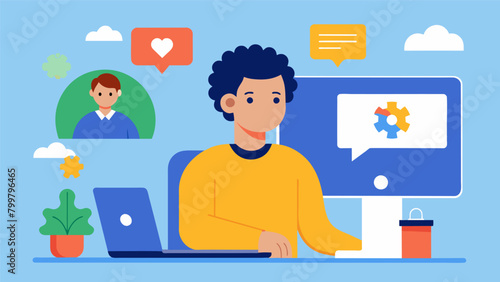 A video featuring an employee with autism discussing their role in the company and how they have been able to thrive in an inclusive environment.. Vector illustration