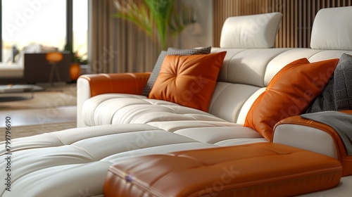 Reclining Sofa Comfortable Seating: A 3D rendering showcasing the comfortable seating of a reclining sofa