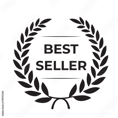 Best seller icon designs set with laurel, best seller badge logo template isolated on white vector illustration eps 10