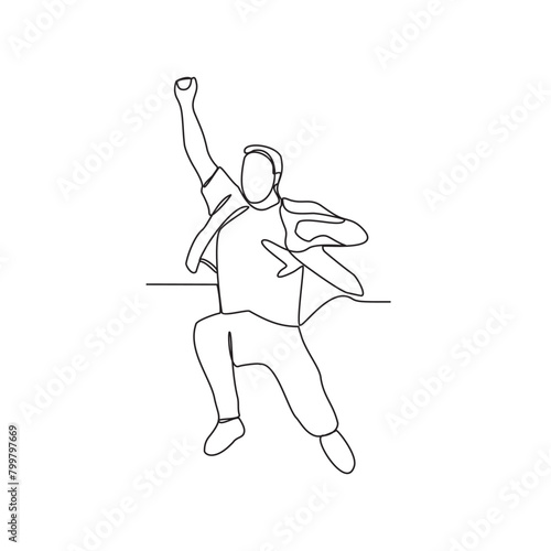 One continuous line drawing of people in jumping sport championship vector illustration. Athletics sport design illustration simple linear style vector concept.  Suitable for your asset vector design.