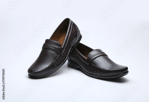 dark brown loafers shoes isolated on white background
