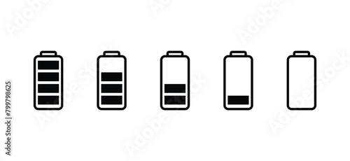 battery icon set. battery vector collection. battery level indicators. battery charger icon