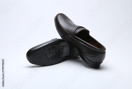 dark brown loafers shoes isolated on white background