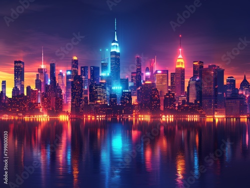 Neon cityscape design illustration