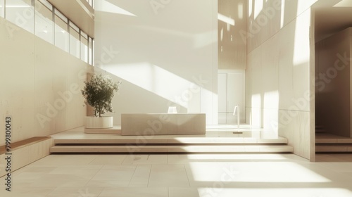 Contemporary Lobby with Natural Light and Minimalist Decor AI Generated