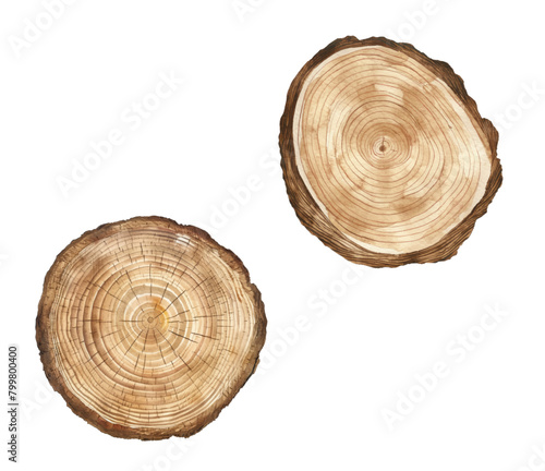 Tree rings. Watercolour illustration. Vector hand drawn abstract background. Painted wood texture.
