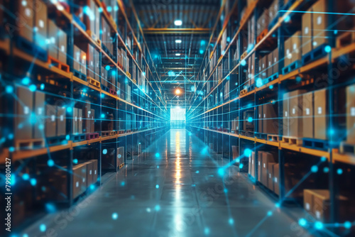 Wallpaper Mural warehouse with digital lighting logistic concept Torontodigital.ca