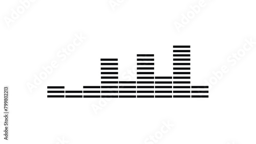 Abstract monochrome music equaliser display concept on white background.