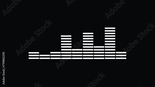 Abstract monochrome music equaliser display concept on black background.