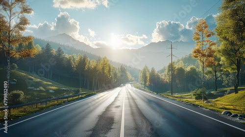 Road, speed limits increased on the interstate for electric vehicles sunny day. Generative AI.